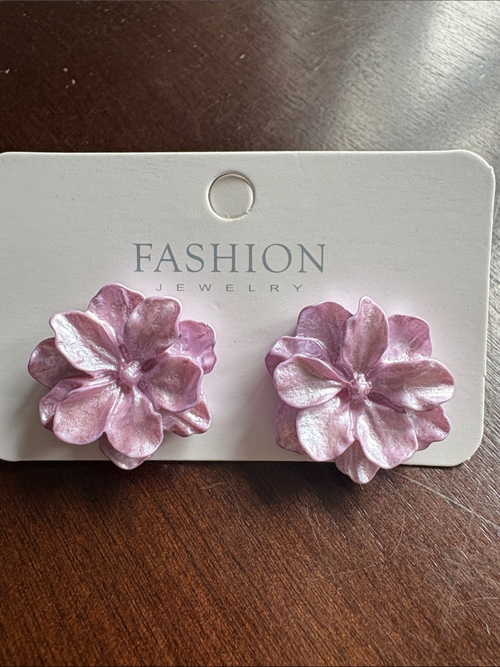 Fashion Jewelry Shimmering Pink Floral Clip-On Earrings